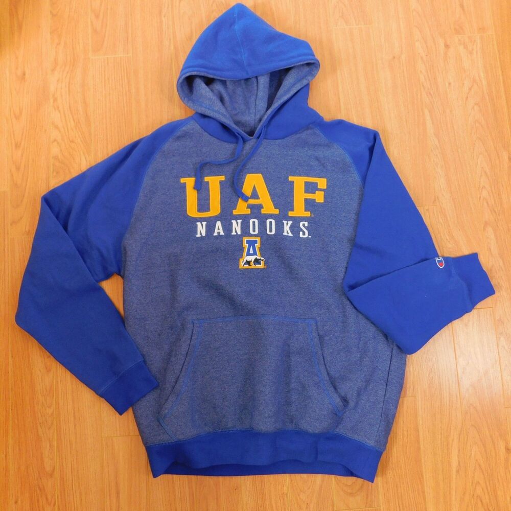 Champion UAF Nanooks Hoodie Large University of Alaska Fairbanks Embroidered NWT